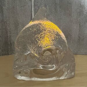 Partylite Dolphin Clear Glass Ocean Waves Tealight Candleholder